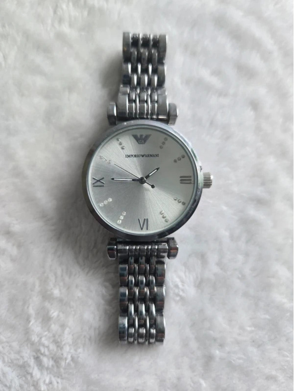 Emporio Armani Silver Tone Crystal Dial Women’s Watch – untested